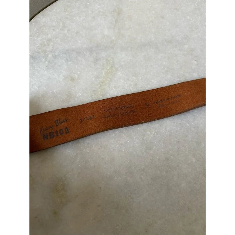 Navy Blue Brand Genuine Leather Cognac Western Boho Butterfly Buckle Belt 36